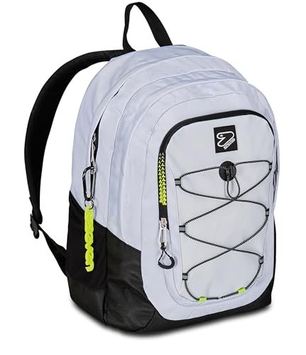 Seven Plecak szkolny Tech, szary, podwójna komora z kieszenią na laptopa i kieszenią na butelkę, Szary, Taglia unica, nowoczesny