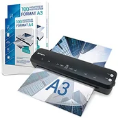 Laminatory - Laminator A3 A4 A5 A6 A7 Pro szybko na gorąco i zimno do 2x125 mikronów do użytku biurowego lub domowego opakowanie z 100 kieszeniami A4 + 100 kieszeniami A3 - miniaturka - grafika 1