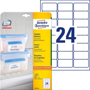 Avery Zweckform Etykiety Zweckform na mrożonki białe 63,5x33,9mm 25 ARK. L7970-25 - Etykiety do drukarek - miniaturka - grafika 5