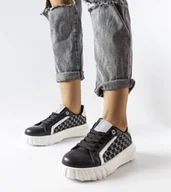 Botki damskie - Czarne sneakersy na platformie Giuseppe-37 - miniaturka - grafika 1
