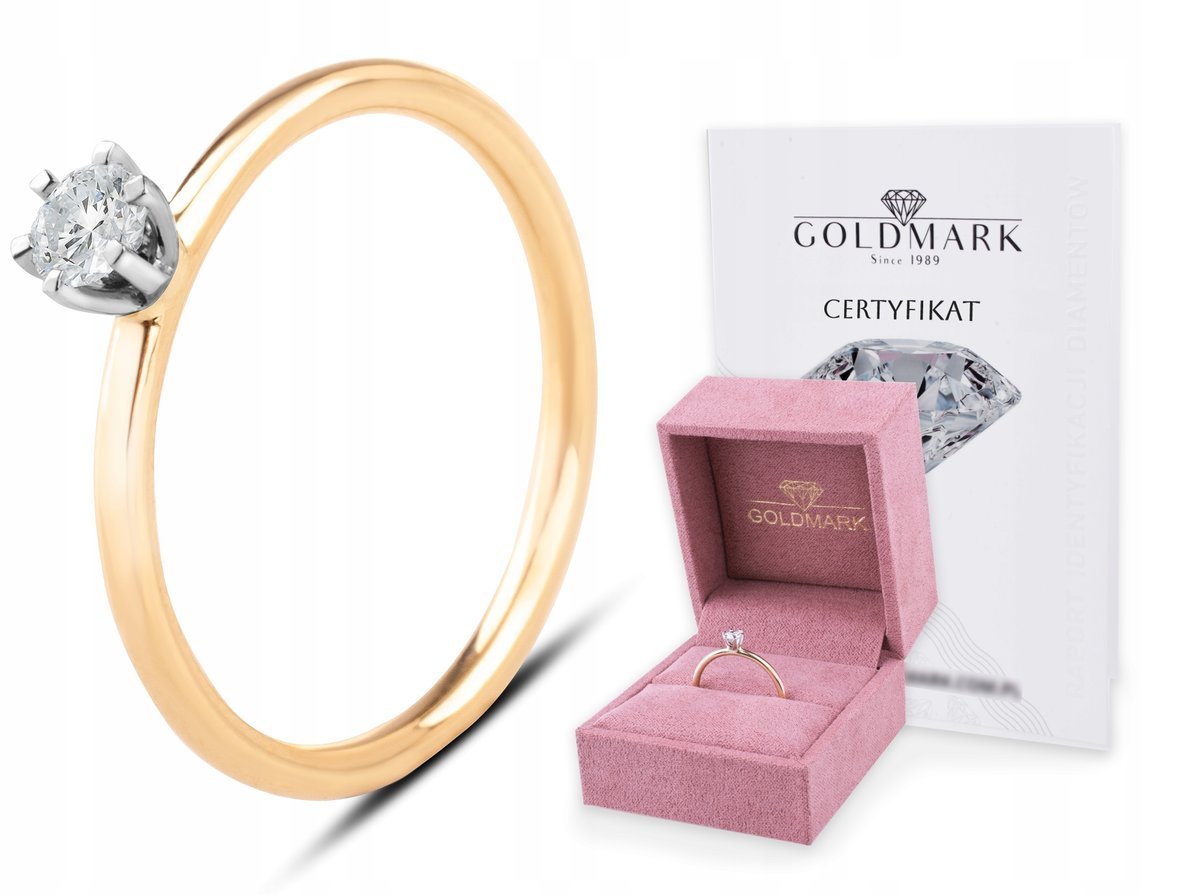 KLASYCZNY ZŁOTY PIERŚCIONEK ZARĘCZYNOWY Z BRYLANTEM 0.18CT AURELIA 14KT 585