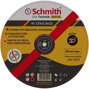 Schmith Tarcza do Cięcia Stali Nierdzewnej 125x1,0x22 19316 - Tarcze do pił - miniaturka - grafika 1