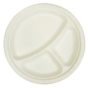 Naczynia i sztućce jednorazowe - Talerz trójdzielny biodegradowalny z trzciny cukrowej 23 cm 6 sztuk - miniaturka - grafika 1