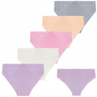 Majtki damskie - 5X MAJTKI DAMSKIE BAWEŁNIANE FIGI BIKINI PRĄŻKOWANE KORONKOWE MORAJ L - miniaturka - grafika 1