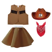 Dresy i komplety dla dziewczynek - ZESTAW KOWBOJ BRĄZOWY 116-128 4el - miniaturka - grafika 1