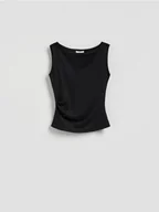 Bluzki damskie - Reserved - Bluzka z wiskozą - ciemnoszary - miniaturka - grafika 1