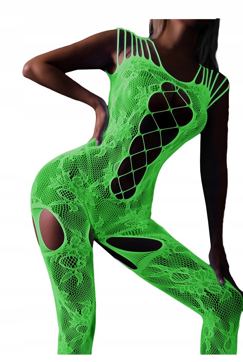 Bodystocking ŚWIECĄCE CIEMNOŚCI Siateczka BIELIZNA DLA KOBIET Kombinezon