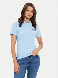 Tommy Hilfiger Polo Script WW0WW43624 Błękitny Slim Fit - Koszulki i topy damskie - miniaturka - grafika 1