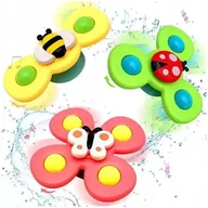 Zabawki sensoryczne - FIDGET SPINNER Z PRZYSSAWKĄ ZABAWKA SENSORYCZNA GRZECHOTKA ZESTAW 3 SZTUK - miniaturka - grafika 1