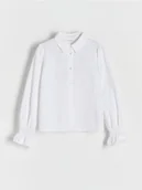 Bluzki dla dziewczynek - Reserved - Bawełniana koszula - złamana biel - miniaturka - grafika 1