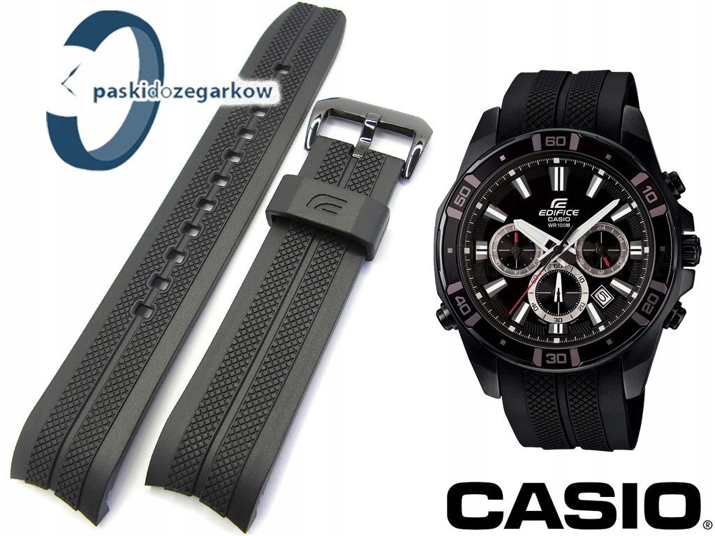 Czarny pasek do zegarka Casio EFR-534 EMA-100 EFR-102 EFR-534PB