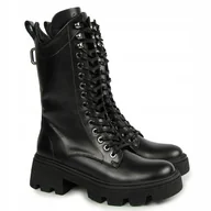 Botki damskie - Czarne botki trzewiki workery Carinii B9171_-E50 skóra modne r.37 - miniaturka - grafika 1