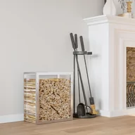 Wózki magazynowe - vidaXL Stojak na drewno opałowe, 50x28x56 cm, stal nierdzewna - miniaturka - grafika 1