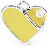 Odblaski i adresówki - Zawieszka Adresówka Identyfikator z grawerem dla psa i kota serce żółte z obramówką S - miniaturka - grafika 1