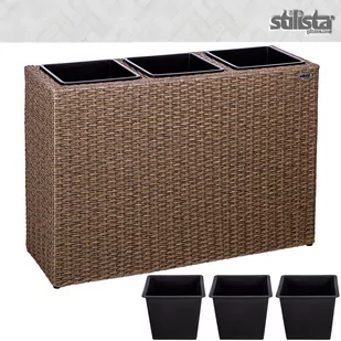 BEŻOWA DONICZKA OGRODOWA DONICA Z TECHNORATTANU - Pozostałe ozdoby ogrodowe - miniaturka - grafika 3