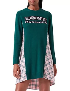 Love Moschino Damska sukienka z długim rękawem, Greeen Pink, 42 - Sukienki - miniaturka - grafika 1
