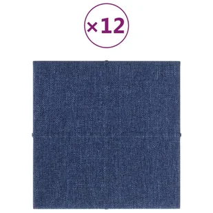 Panele ścienne, 12 szt., niebieskie, 30x30 cm, tkanina, 1,08 m² - Panele ścienne i boazeria - miniaturka - grafika 3