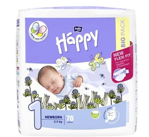 Bella Baby Happy HAPPY Newborn 1 2-5 kg) Big Pack 78szt pieluszki jednorazowe 5900516609760 - Pieluchy - miniaturka - grafika 1