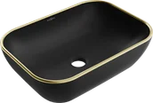 Umywalki - Mexen Rita umywalka nablatowa 45 x 32 cm, czarna mat/złota rant - 21084575 - miniaturka - grafika 1
