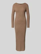 Sukienki - Długa sukienka z dzianiny z dekoltem w łódkę - miniaturka - grafika 1