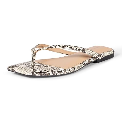 Amazon Essentials Sandały damskie Aewm31199 stringi, Szara sztuczna skóra węża, 35.5 EU