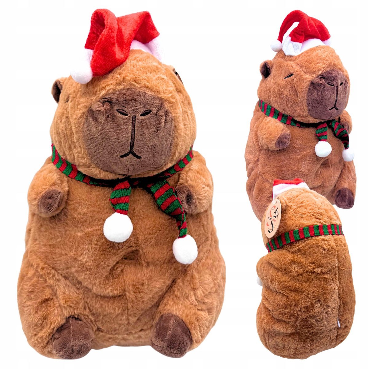 Maskotka Kapibara Zimowa Z Szalikiem Świąteczna Zabawka Pluszowa Duża 30 cm