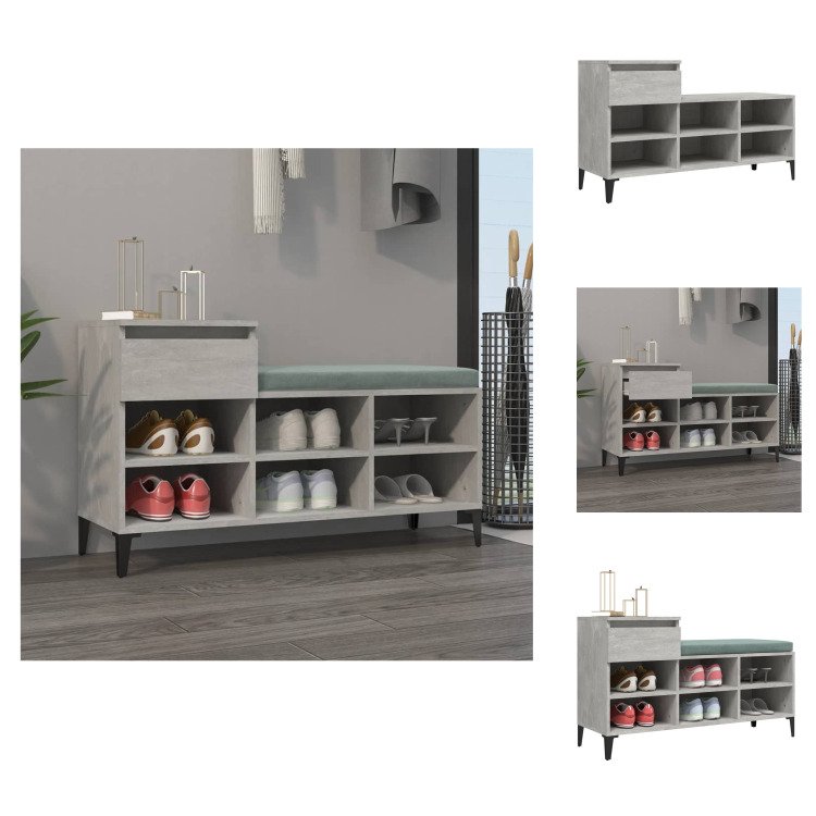 vidaXL Stojak na buty betonowy szary 102x36x60 cm materiał drewnopochodny - Stojaki i szafki na buty