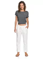Spodnie damskie - Roxy damskie spodnie non-denim On The Seashore elastyczne spodnie lniane dla kobiet biały Snow White M ERJNP03294 - miniaturka - grafika 1