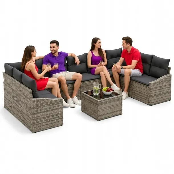 Zestaw Modułowy Sofa Ogrodowa dla 10 Osób, Beżowy, Rattan