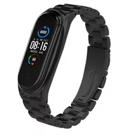 Akcesoria do pulsometrów i zegarków sportowych - Metalowa Opaska, Bransoleta Do Xiaomi Mi Band 5/6 (Czarna) - miniaturka - grafika 1