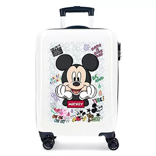 Disney Mickey Be Cool Walizka kabinowa Biały 38x55x20 cms Twarde ABS Zamknięcie szyfrowe boczne 34L 2 kg 4 koła Podwójne bagaż ręczny, Biały, Maleta, Walizka kabinowa - Walizki - miniaturka - grafika 1