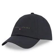 Czapki męskie - Czapka z daszkiem Tommy Jeans Tjm Linear Logo Cap AM0AM12958 Czarny - miniaturka - grafika 1