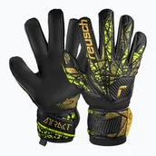 Piłka nożna - Rękawice bramkarskie Reusch Attrakt Infinity Finger Support black/gold/yellow/black - miniaturka - grafika 1