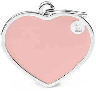 Zawieszka Adresówka Identyfikator z grawerem dla psa i kota różowe serce z obramówką L - Odblaski i adresówki - miniaturka - grafika 1