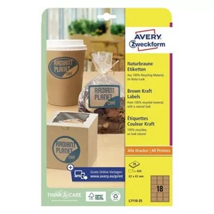 Avery Zweckform Brązowe etykiety na produkty Zweckform; A4, 25 ark./op., 62 x 42 mm, kwadratowe L7110-25 - Etykiety do drukarek - miniaturka - grafika 2