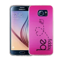 Etui i futerały do telefonów - Etui na telefon Samsung Galaxy S6 Cover Etui ochronne Motif Slim Silicone TPU Be Happy Pink - miniaturka - grafika 1