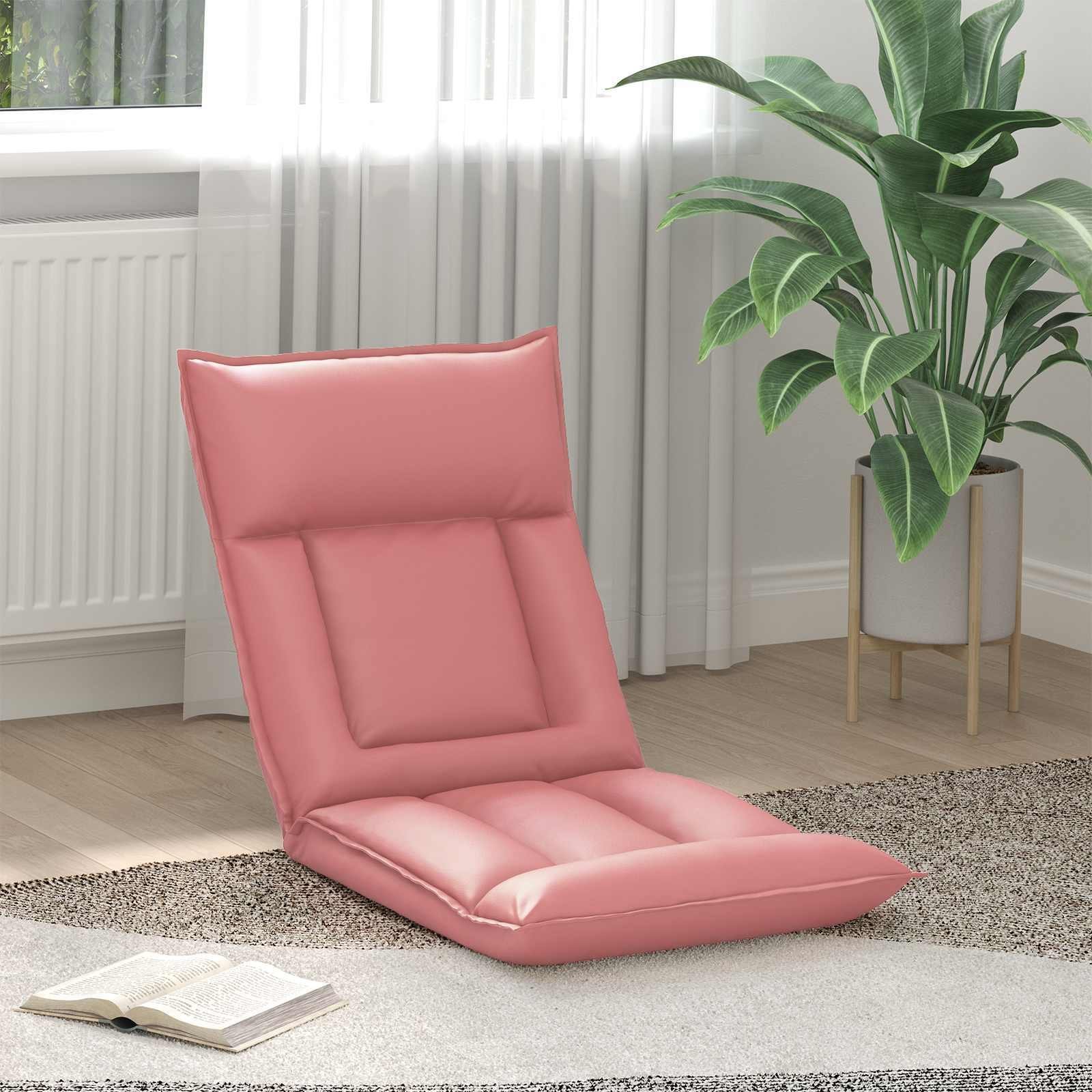 vidaXL vidaXL Krzesło na podłogę Różowy 55 x 61 x 70 cm Skóra ekologiczna