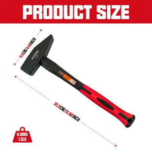 TEMU Mechaniczny młotek w stylu 200G lub 500G lub 1000G, głowica kuta ze stali 45, antypoślizgowa gumowa rękojeść z włókna szklanego z funkcją - Inne - miniaturka - grafika 1