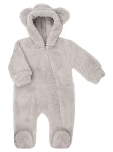 Niemowlęcy pajac z kapturem popielaty Nicol,r.68 - Pajacyki dla niemowląt - miniaturka - grafika 1