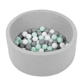 Suche baseny - Selonis Suchy basen okrągły z piłeczkami 6cm jasnoszary: biały-szary-mięta 70x30cm/150piłek - miniaturka - grafika 1