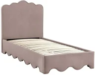 Łóżka - Łóżko beżowy tapicerowane z zagłówkiem Z4-F34 - miniaturka - grafika 1