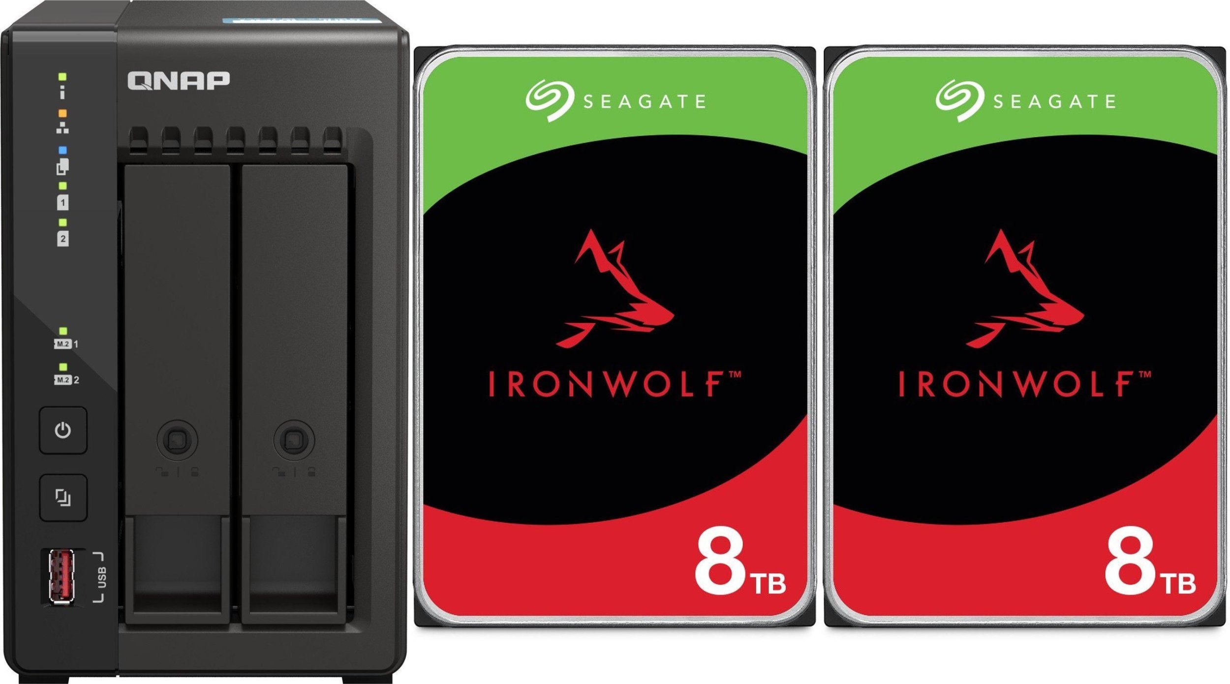 Serwer plików Qnap TS-253E-8G + 2x Seagate IronWolf 8TB ST8000VN004