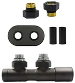 Zawory i kraniki - Zawór regulacyjny 50mm TWINS czarny strukturalny prawy GZ1/2 All in One - miniaturka - grafika 1