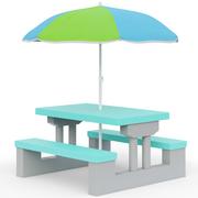 Meble ogrodowe - Meble ogrodowe dla dzieci miętowy stolik piknikowy parasol - miniaturka - grafika 1