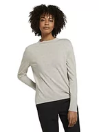 Swetry damskie - TOM TAILOR mine to five Damski Sweter z dzianiny ze stójką 1023688, 25676 - Soft Silver Grey Melange, S - miniaturka - grafika 1