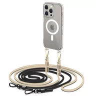 Etui i futerały do telefonów - Etui Flexair Chain Magsafe do Apple iPhone 15 Pro Black & Beige - miniaturka - grafika 1