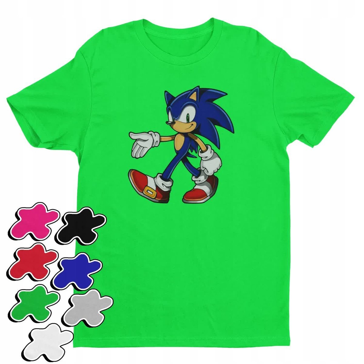Koszulka T-Shirt Dziecięca Z Nadrukiem Sonic Różne Wzory Kolory -L 146-152