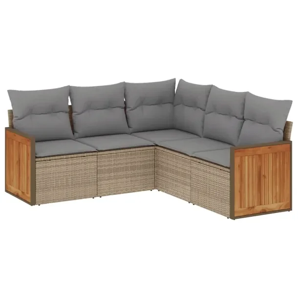Zestaw mebli ogrodowych modułowych rattan PE beżowy 62 x 62 x 69 cm