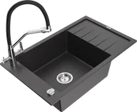Zlewozmywaki z baterią - Mexen Elias zlewozmywak granitowy 1-komorowy z ociekaczem i baterią kuchenną Duo, czarny nakrapiany - 6511-76-671701-07 - miniaturka - grafika 1