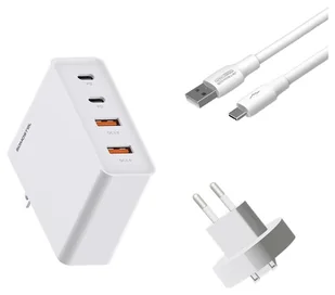 Somostel 130W GaN biała 2x USB + kabel USB Typ-C 6A 120W - Ładowarki do telefonów - miniaturka - grafika 1